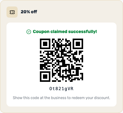 After claiming — personal code + QR