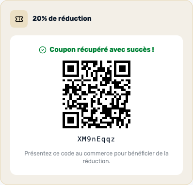 Après la récupération — code personnel + QR
